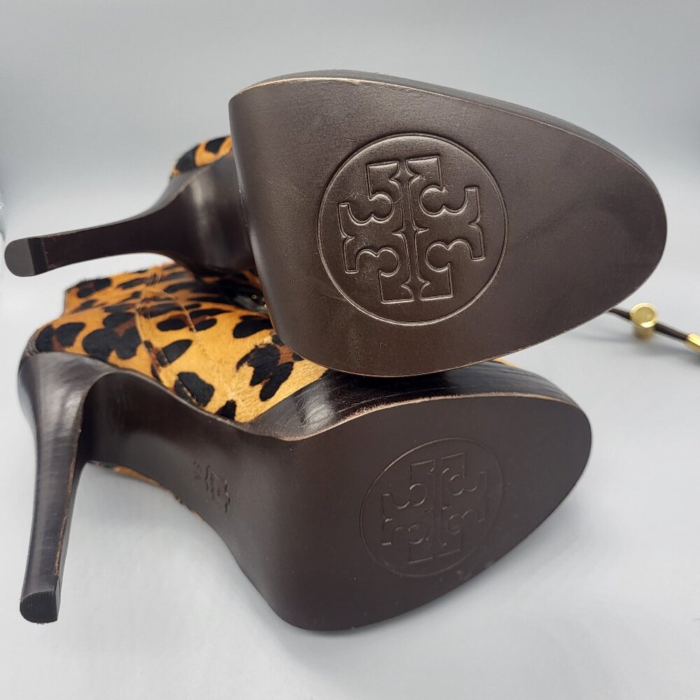 Tory Burch Halima Animal Print Lace-Up Booties - Picture 2 of 16